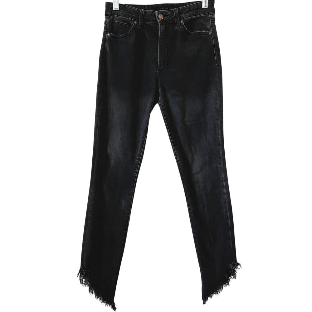 Joe's High Rise Skinny Angled Frayed Hem Ankle Jeans Veo Gray Black Size 26